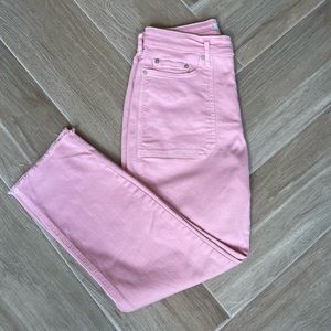 Vineyard Vines High Rise Straight leg Crop Jeans, in Pink Cloud